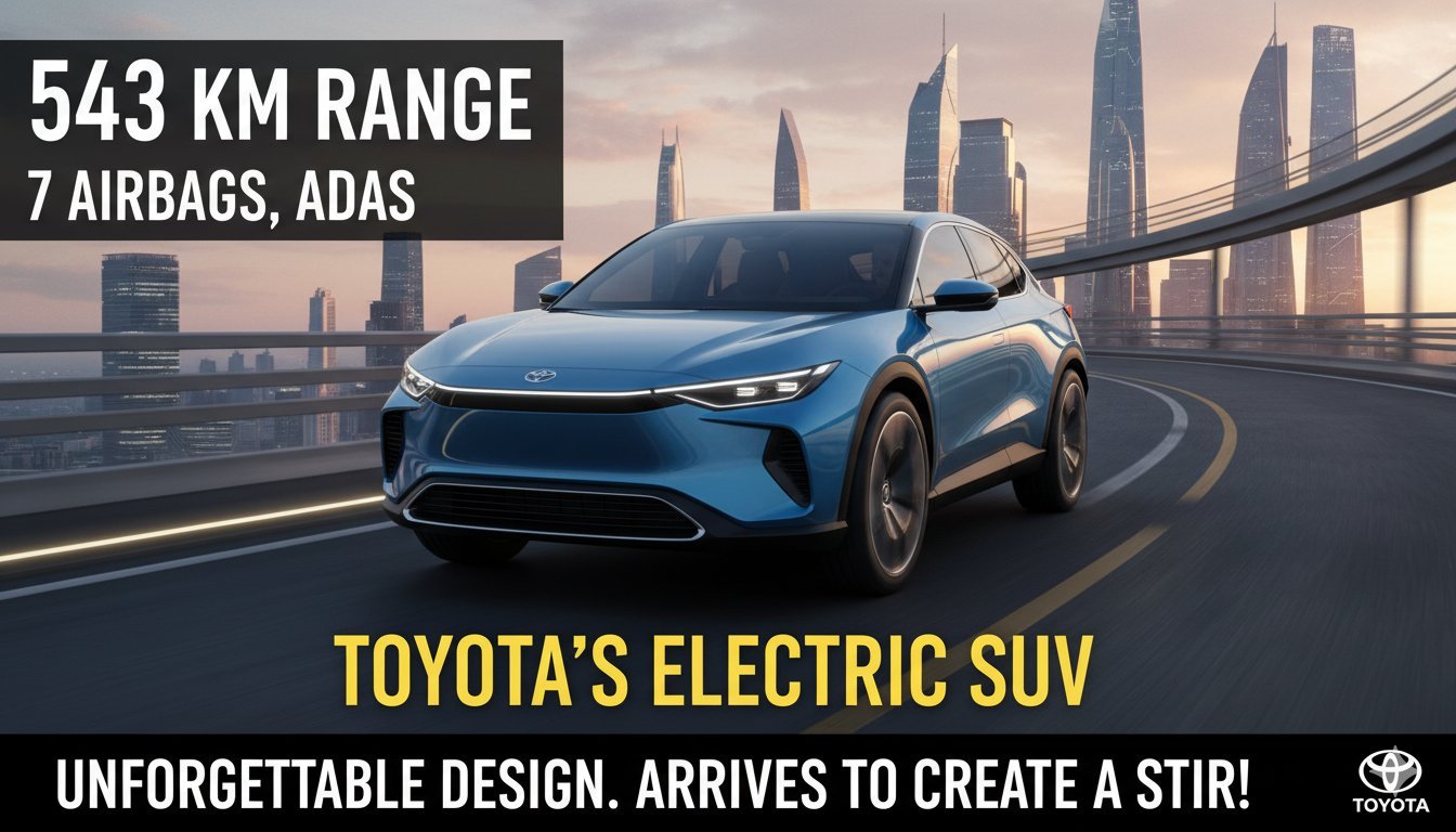 Toyota Urban Cruiser Ebella EV का फ्रंट व्यू, नीले रंग में आकर्षक डिजाइन वाली इलेक्ट्रिक SUV