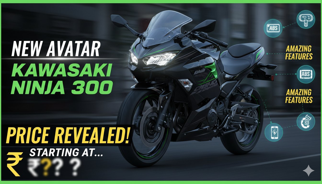 2026 Kawasaki Ninja 300 in Lime Green color with aggressive styling.