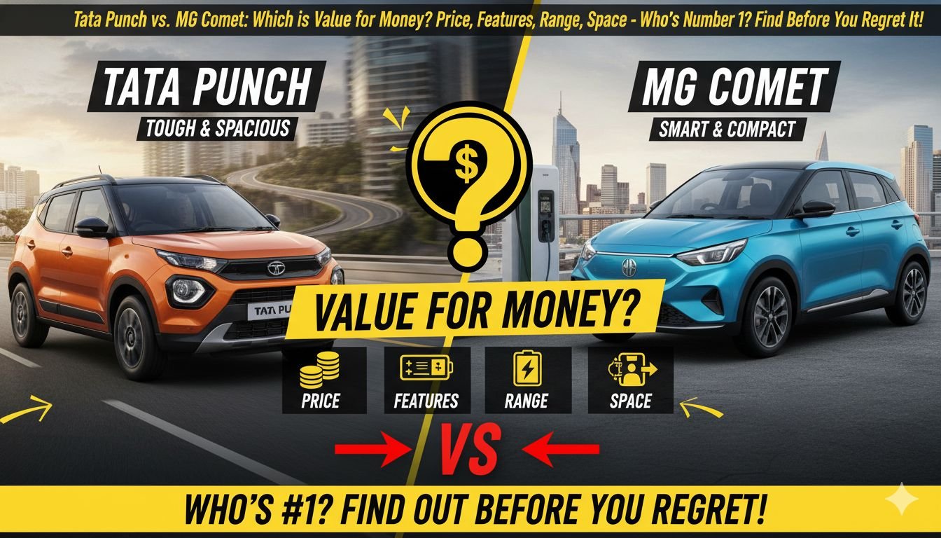 टाटा पंच और एमजी कॉमेट ईवी की साइड बाय साइड तुलना, कीमत फीचर्स रेंज स्पेस