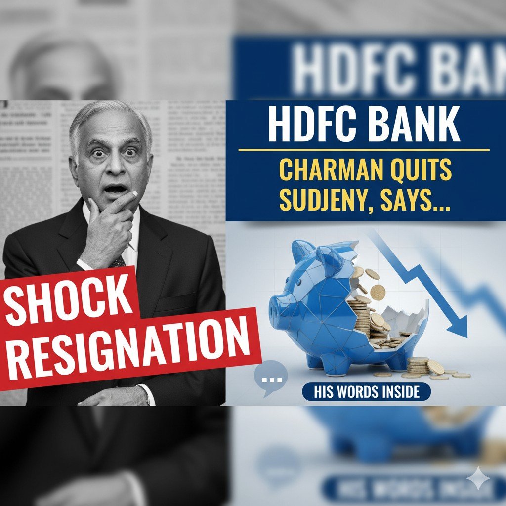 HDFC बैंक के चेयरमैन अतनु चक्रवर्ती के इस्तीफे के बाद शेयर में भारी गिरावट का ग्राफिक