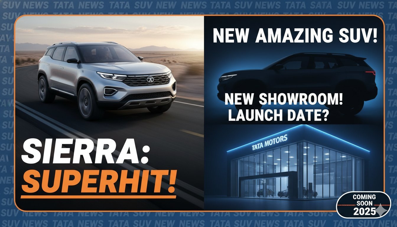 टाटा सिएरा EV की अनुमानित डिजाइन और फ्रंट लुक, इलेक्ट्रिक SUV भारत में लॉन्च 2026